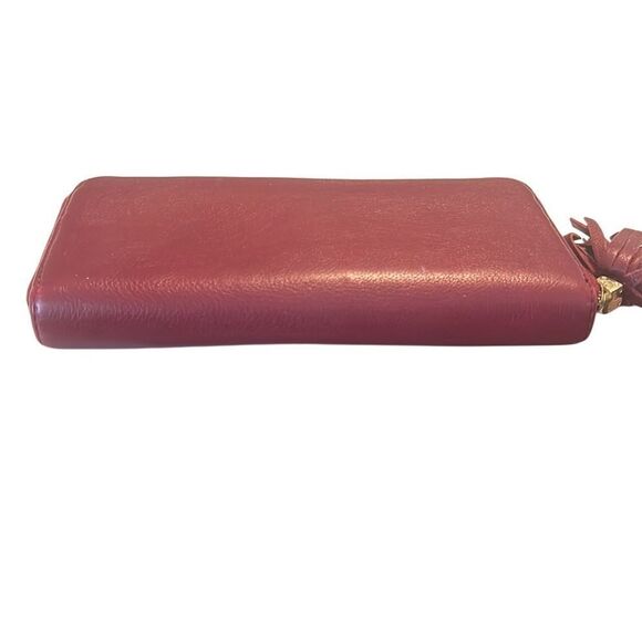 Tory Burch Thea Dark Cherry Leather Long Zip Around Continental Wallet EUC - Picture 11 of 15